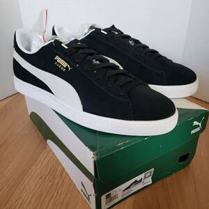 PUMA Suede Classic XXI Men's 11.5 Black White Leather Uppers Low Top 374915-01